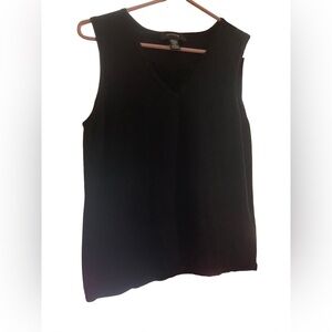 Pointelle black sweater tank